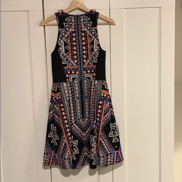 Fit & Flare Zip Dress - Black/Multi Print - Picture 7 of 7